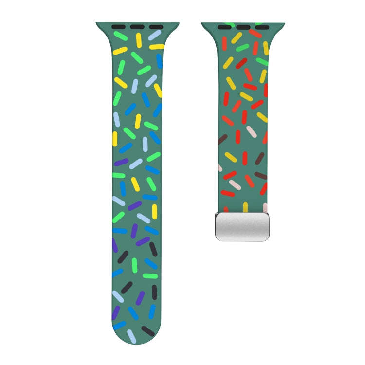 For Apple Watch 3 38mm Rainbow Dots Silicone Magnetic Buckle Watch Band(Green)