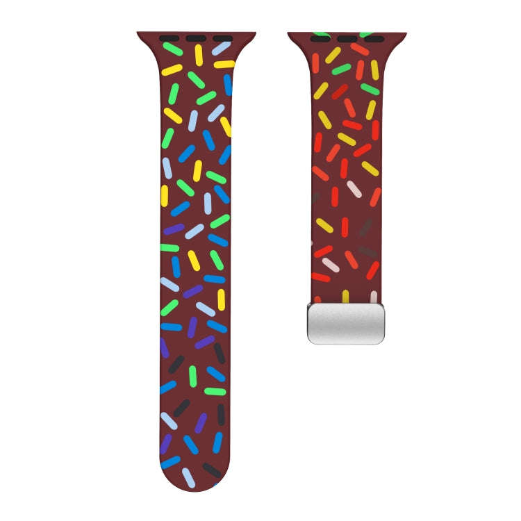 For Apple Watch 2 42mm Rainbow Dots Silicone Magnetic Buckle Watch Band(Wine)
