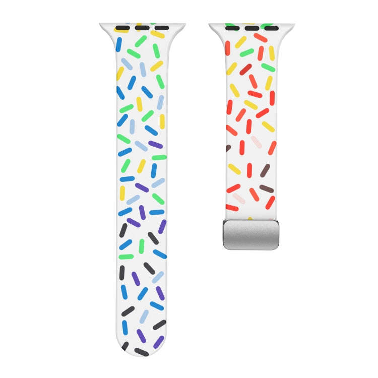 For Apple Watch 2 38mm Rainbow Dots Silicone Magnetic Buckle Watch Band(White)
