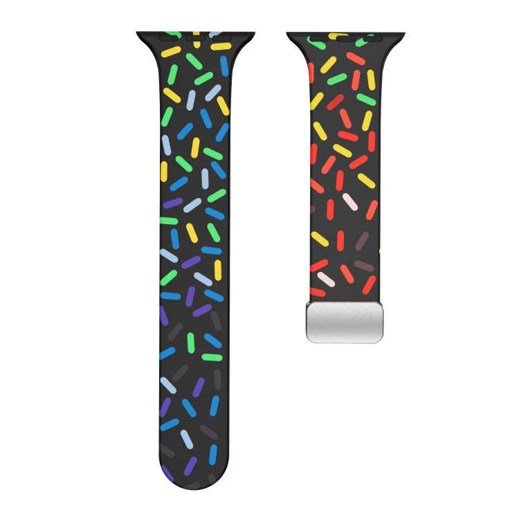 For Apple Watch 2 38mm Rainbow Dots Silicone Magnetic Buckle Watch Band(Black)