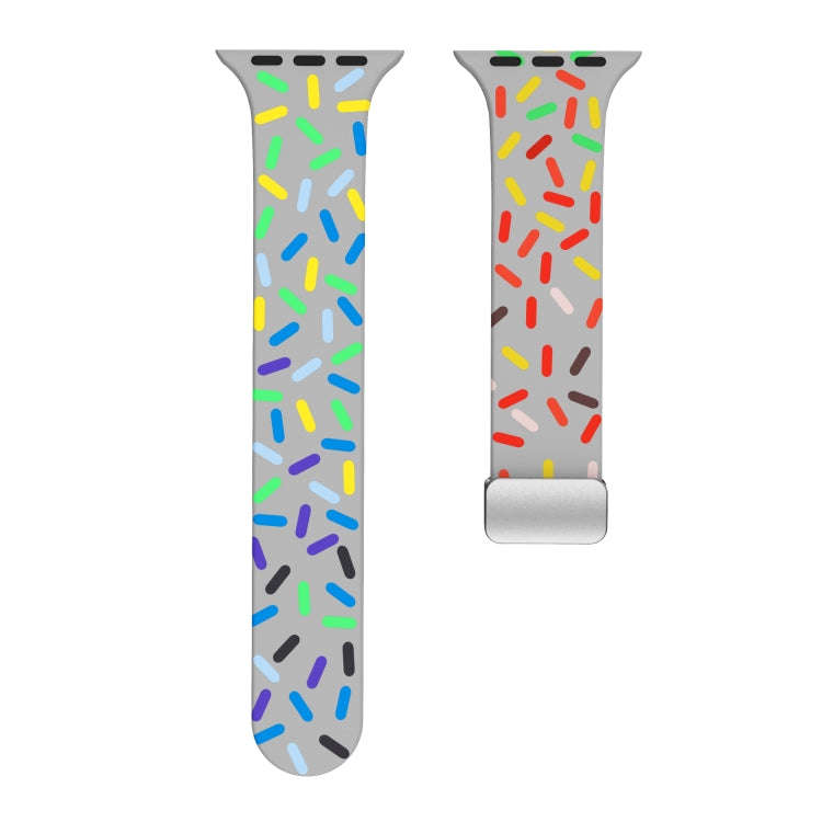 For Apple Watch 42mm Rainbow Dots Silicone Magnetic Buckle Watch Band(Gray)