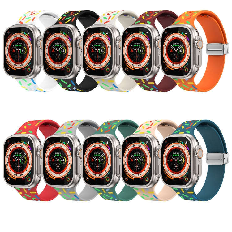 For Apple Watch 38mm Rainbow Dots Silicone Magnetic Buckle Watch Band(Red)