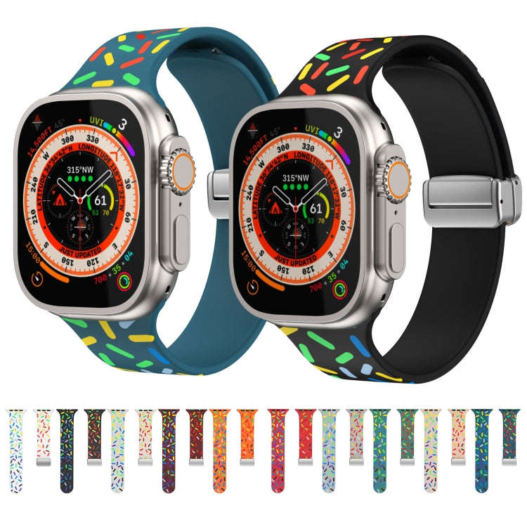 For Apple Watch 42mm Rainbow Dots Silicone Magnetic Buckle Watch Band(Red)
