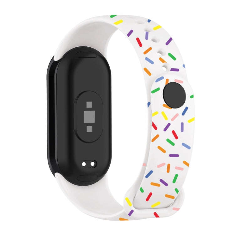 For Xiaomi Band 8 Sports Rainbow Dots Silicone Buckle Watch Band(White)