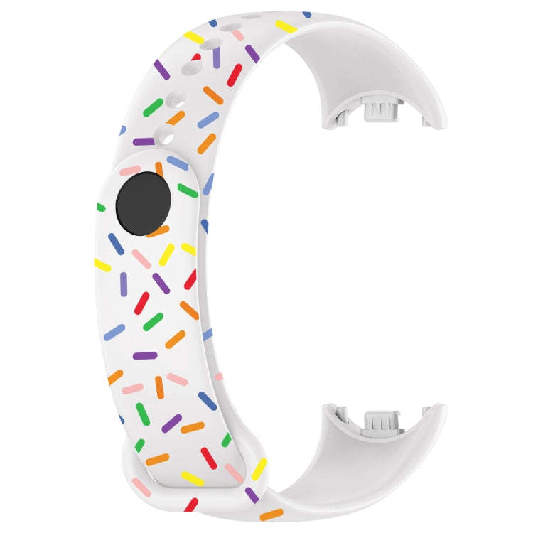 For Xiaomi Band 8 Sports Rainbow Dots Silicone Buckle Watch Band(White)