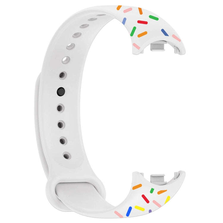 For Xiaomi Band 8 Sports Rainbow Dots Silicone Buckle Watch Band(White)