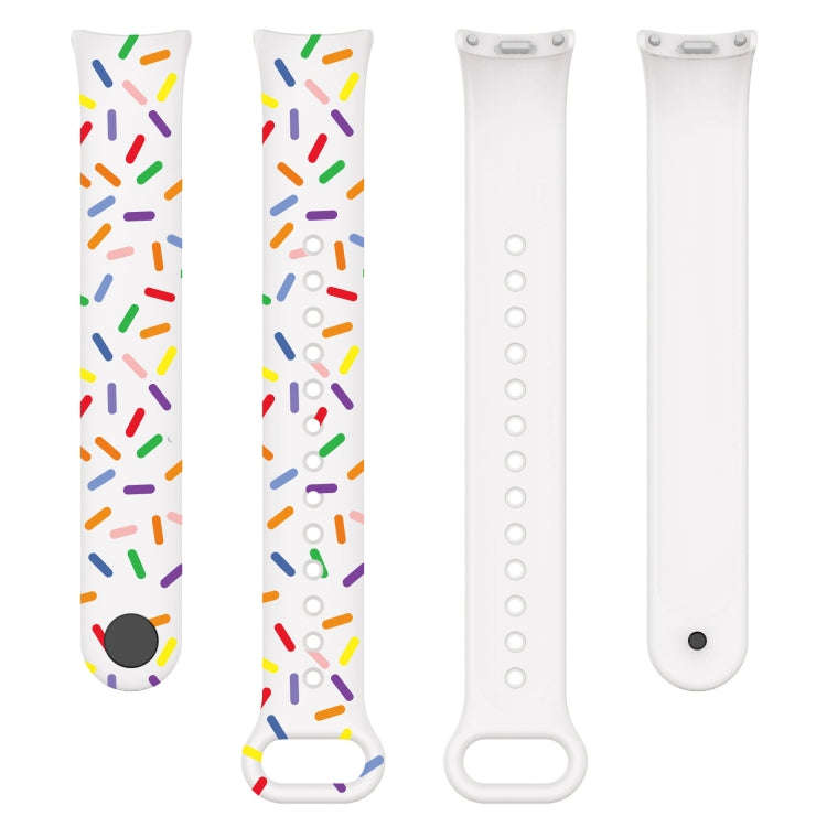 For Xiaomi Band 8 Sports Rainbow Dots Silicone Buckle Watch Band(White)