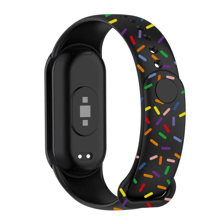 For Xiaomi Band 8 Sports Rainbow Dots Silicone Buckle Watch Band(Black)