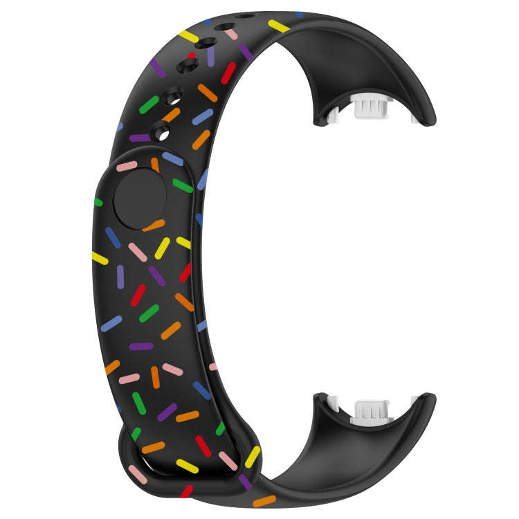 For Xiaomi Band 8 Sports Rainbow Dots Silicone Buckle Watch Band(Black)