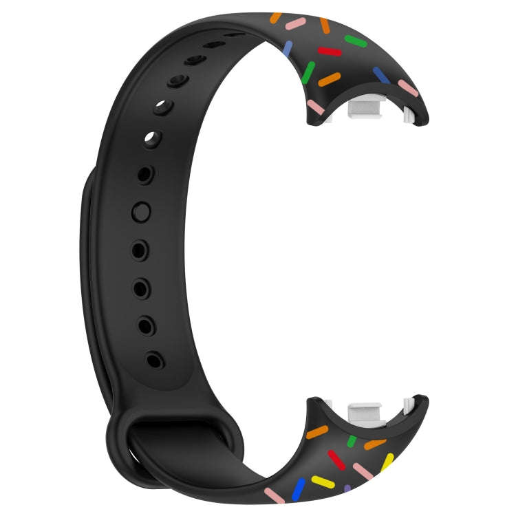 For Xiaomi Band 8 Sports Rainbow Dots Silicone Buckle Watch Band(Black)