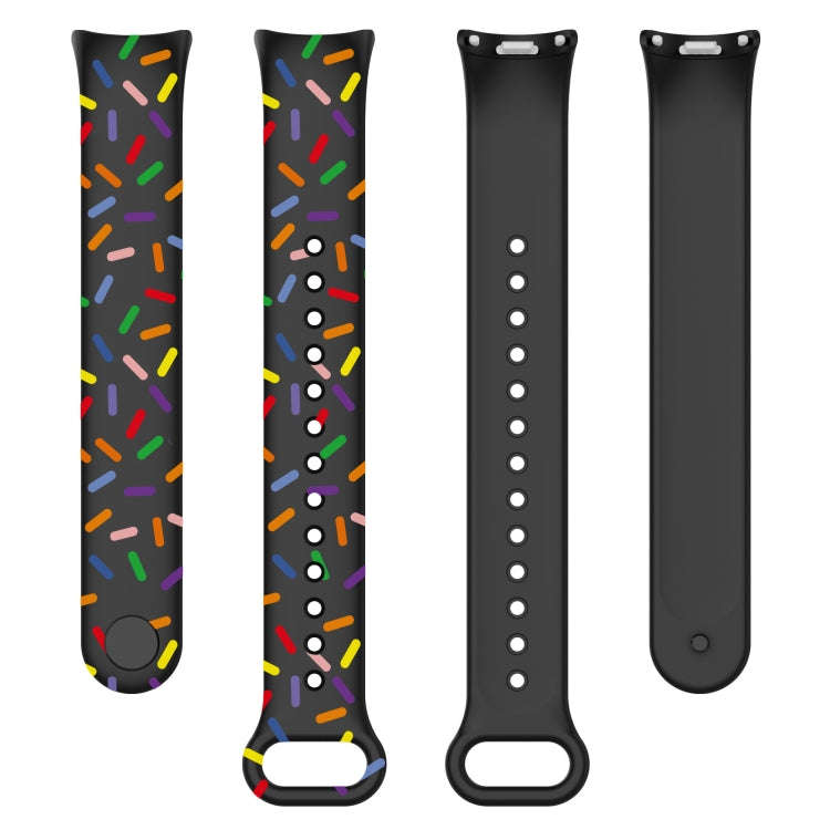 For Xiaomi Band 8 Sports Rainbow Dots Silicone Buckle Watch Band(Black)