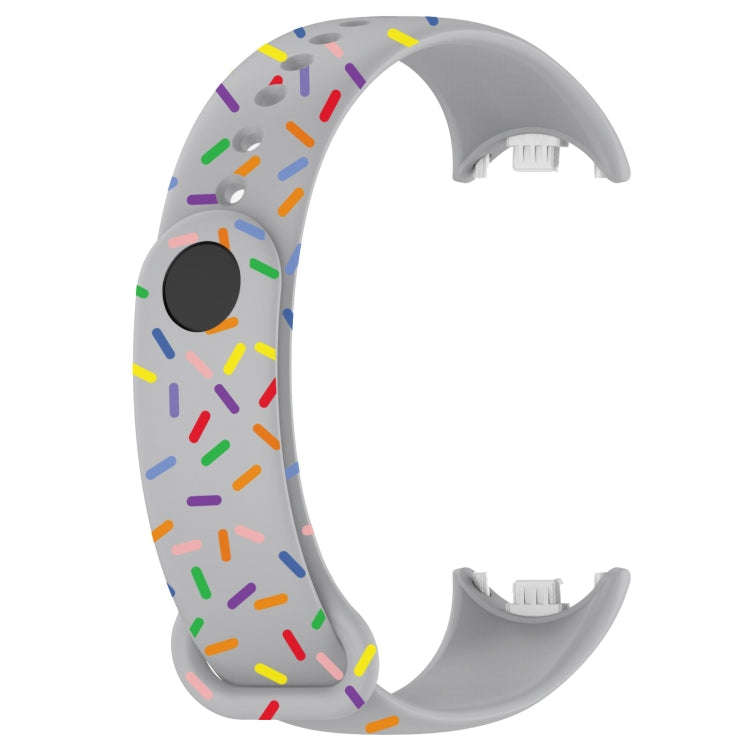 For Xiaomi Band 8 Sports Rainbow Dots Silicone Buckle Watch Band(Gray)