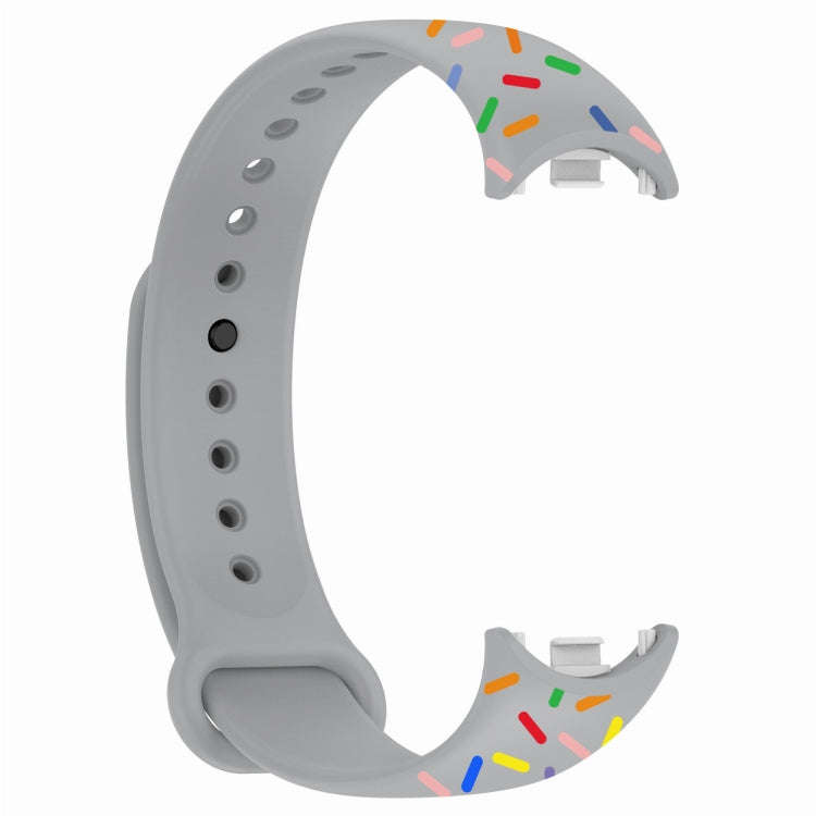 For Xiaomi Band 8 Sports Rainbow Dots Silicone Buckle Watch Band(Gray)