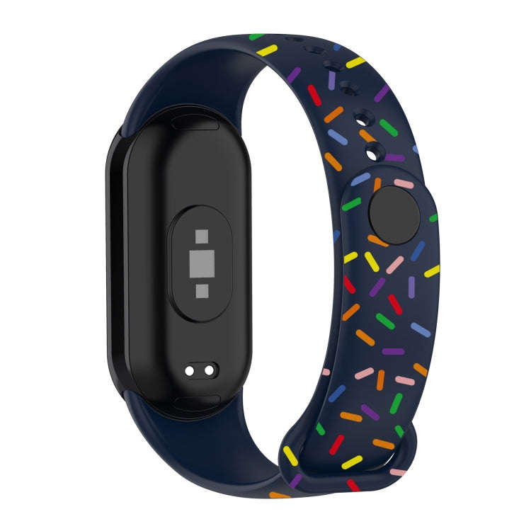 For Xiaomi Band 8 Sports Rainbow Dots Silicone Buckle Watch Band(Midnight Blue)