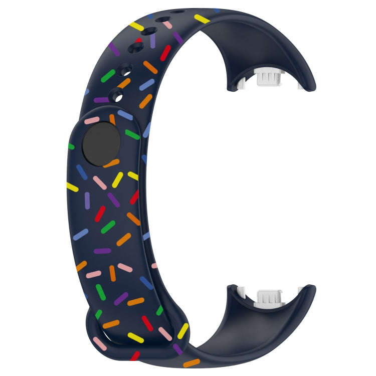 For Xiaomi Band 8 Sports Rainbow Dots Silicone Buckle Watch Band(Midnight Blue)