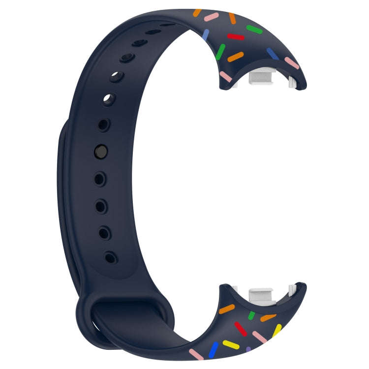 For Xiaomi Band 8 Sports Rainbow Dots Silicone Buckle Watch Band(Midnight Blue)