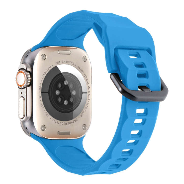 For Apple Watch Ultra 49mm Ripple Silicone Sports Watch Band(Sky Blue)