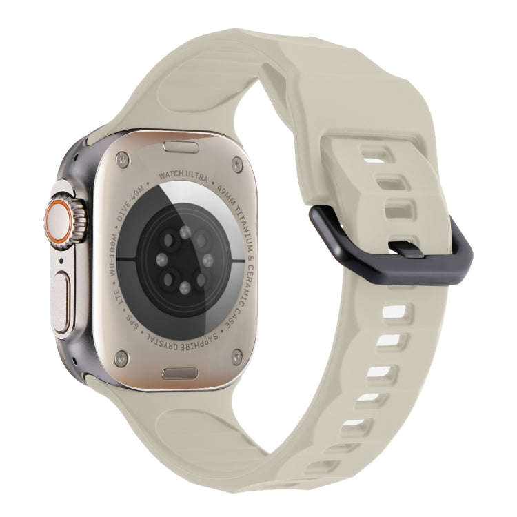 For Apple Watch SE 2022 44mm Ripple Silicone Sports Watch Band(Starlight)