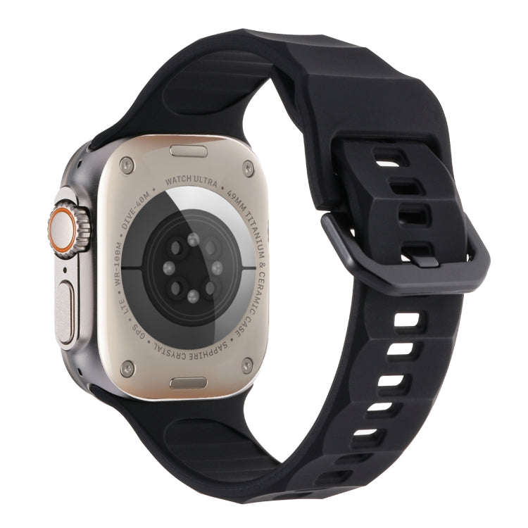 For Apple Watch 6 44mm Ripple Silicone Sports Watch Band(Black)