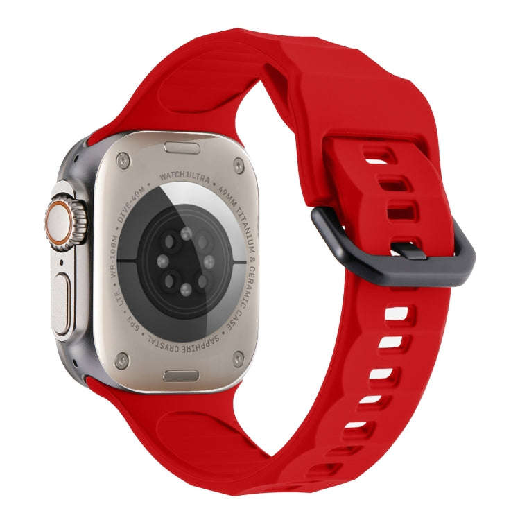 For Apple Watch 4 44mm Ripple Silicone Sports Watch Band(Red)
