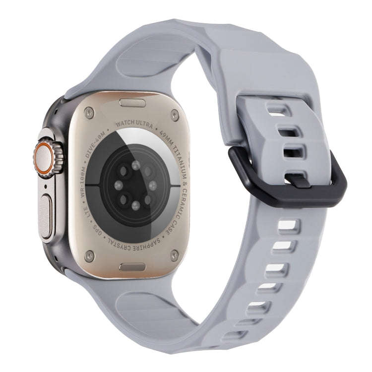 For Apple Watch 4 44mm Ripple Silicone Sports Watch Band(Light Grey)