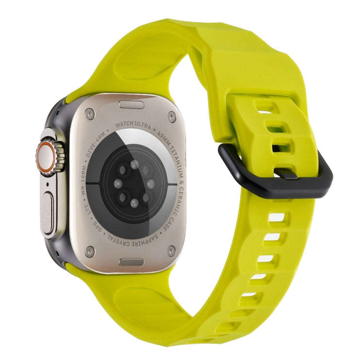 For Apple Watch 4 44mm Ripple Silicone Sports Watch Band(Fluorescent Green)