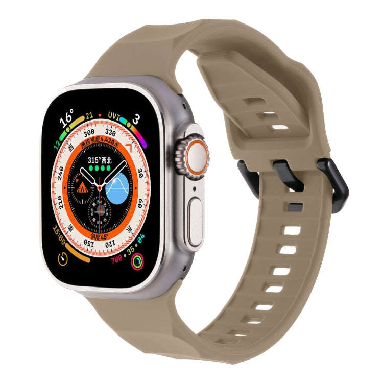 For Apple Watch 4 44mm Ripple Silicone Sports Watch Band(Brown)