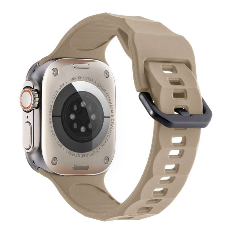 For Apple Watch 4 44mm Ripple Silicone Sports Watch Band(Brown)