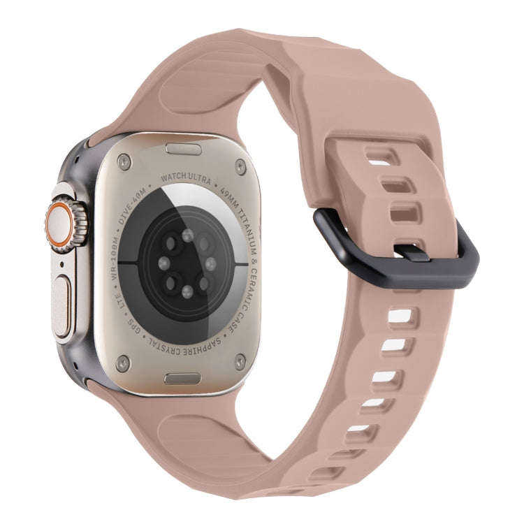 For Apple Watch 3 42mm Ripple Silicone Sports Watch Band(Pink)