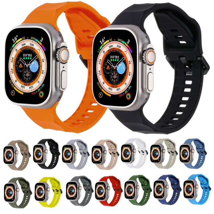 For Apple Watch Ultra 49mm Ripple Silicone Sports Watch Band(Dark Blue)