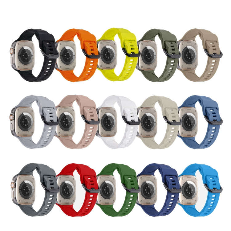 For Apple Watch Ultra 49mm Ripple Silicone Sports Watch Band(Dark Blue)