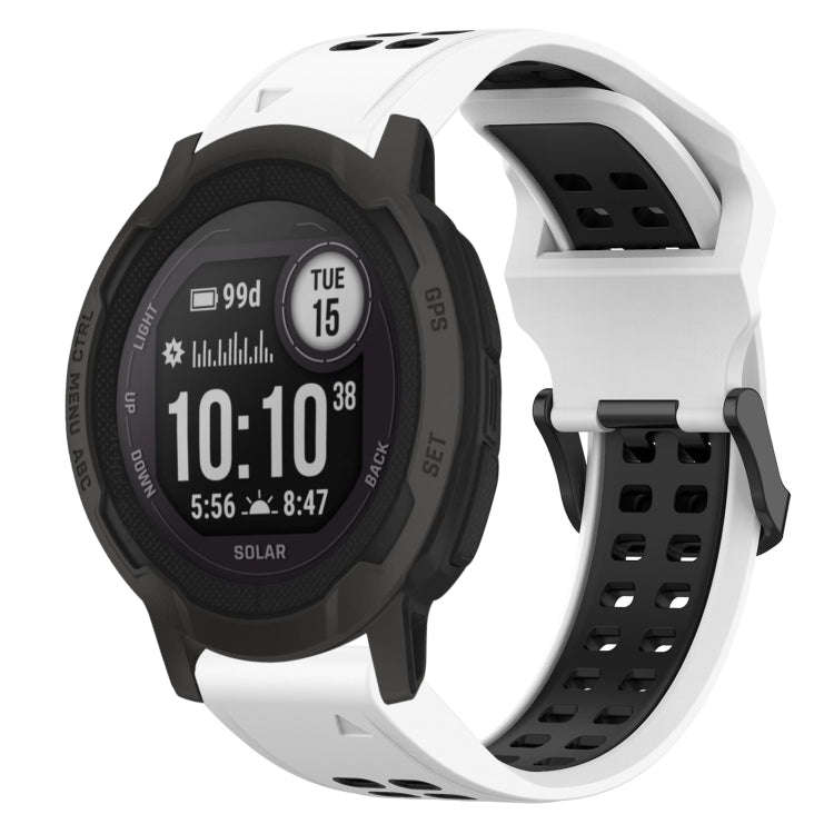 For Garmin  Instinct 2 Solar Two Color Reverse Buckle 22mm Silicone Watch Band(White+Black)