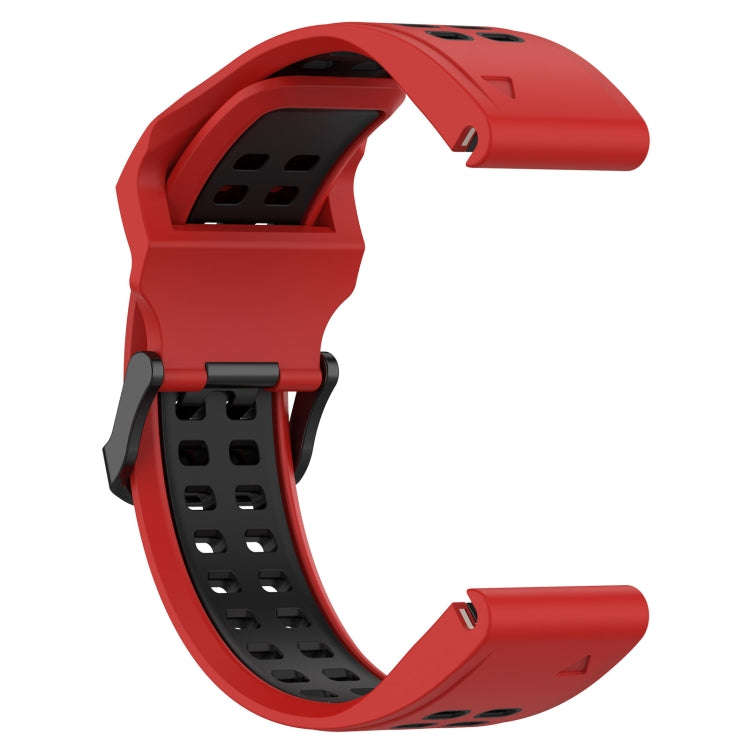 For Garmin  Instinct 2 Solar Two Color Reverse Buckle 22mm Silicone Watch Band(Red+Black)