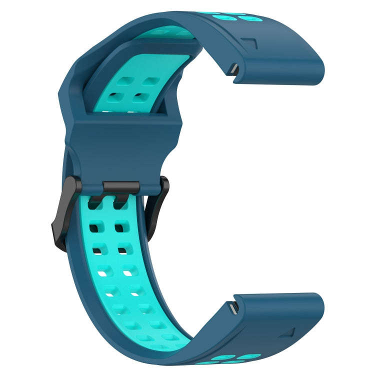 For Garmin  Instinct 2 Solar Two Color Reverse Buckle 22mm Silicone Watch Band(Blue+Teal)