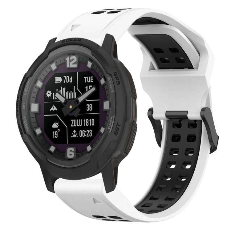 For Garmin Instinct Crossover Two Color Reverse Buckle 22mm Silicone Watch Band(White+Black)