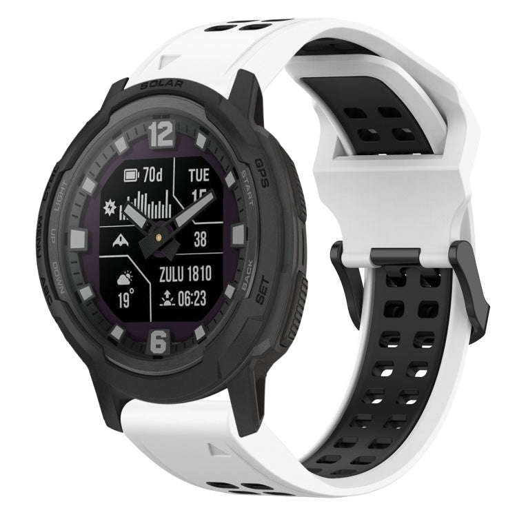 For Garmin Instinct Crossover Solar Two Color Reverse Buckle 22mm Silicone Watch Band(White+Black)