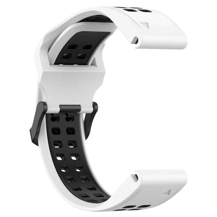 For Garmin Instinct Crossover Solar Two Color Reverse Buckle 22mm Silicone Watch Band(White+Black)