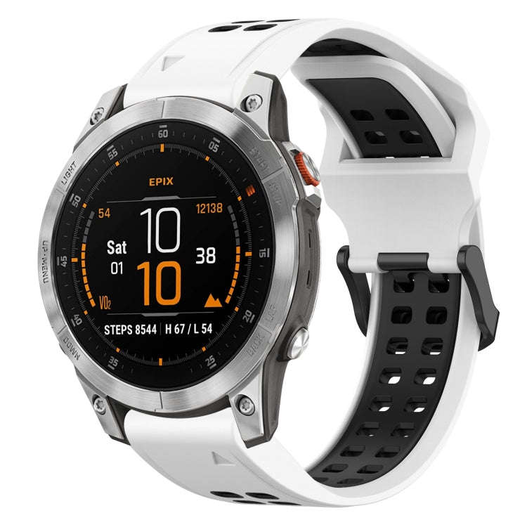 For Garmin EPIX Gen 2 Two Color Reverse Buckle 22mm Silicone Watch Band(White+Black)