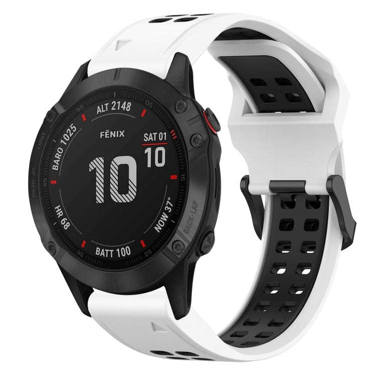 For Garmin Fenix 6 Pro Two Color Reverse Buckle 22mm Silicone Watch Band(White+Black)