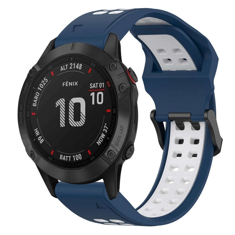 For Garmin Fenix 6 Pro Two Color Reverse Buckle 22mm Silicone Watch Band(Blue+White)