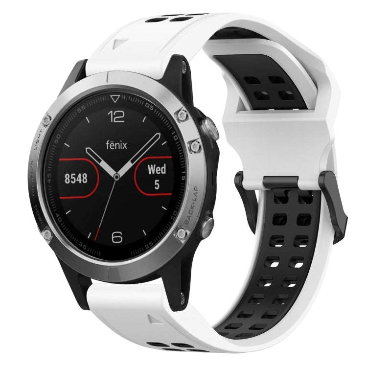 For Garmin Fenix 5 Two Color Reverse Buckle 22mm Silicone Watch Band(White+Black)