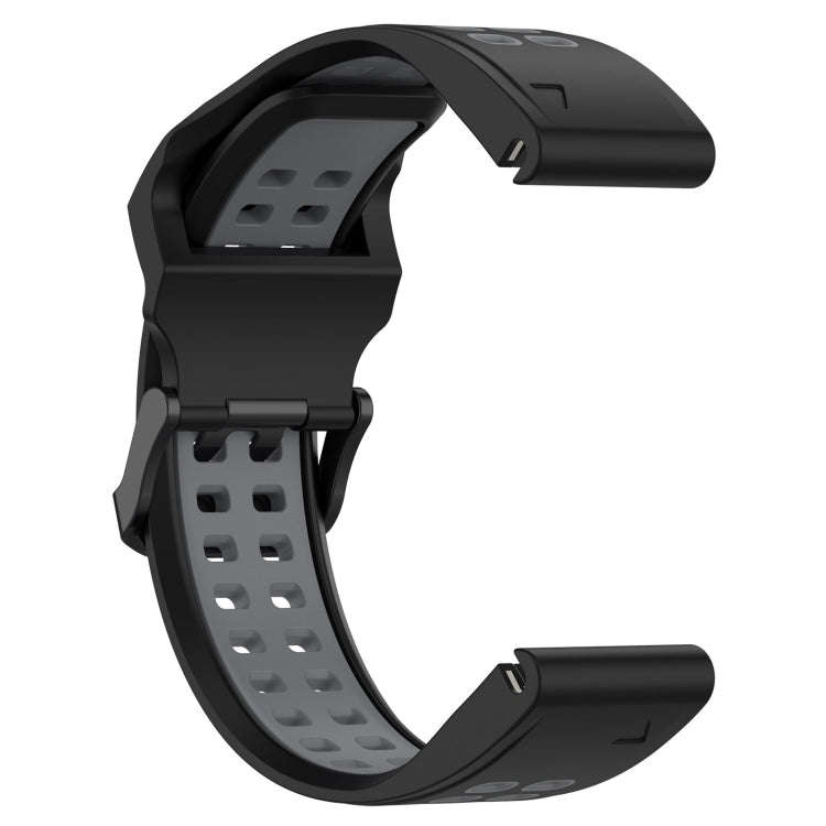 For Garmin Instinct 2 Two Color Reverse Buckle 22mm Silicone Watch Band(Black+Grey)