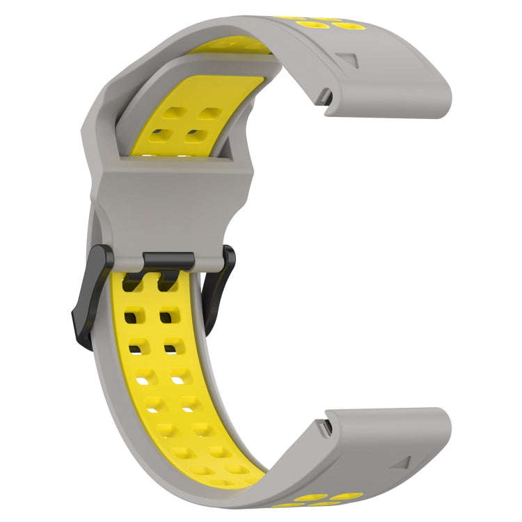 For Garmin Instinct 2 Two Color Reverse Buckle 22mm Silicone Watch Band(Grey+Yellow)