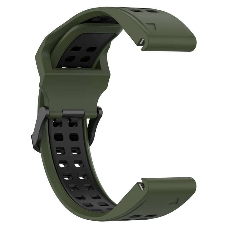 For Garmin Instinct 2 Two Color Reverse Buckle 22mm Silicone Watch Band(Army Green+Black)