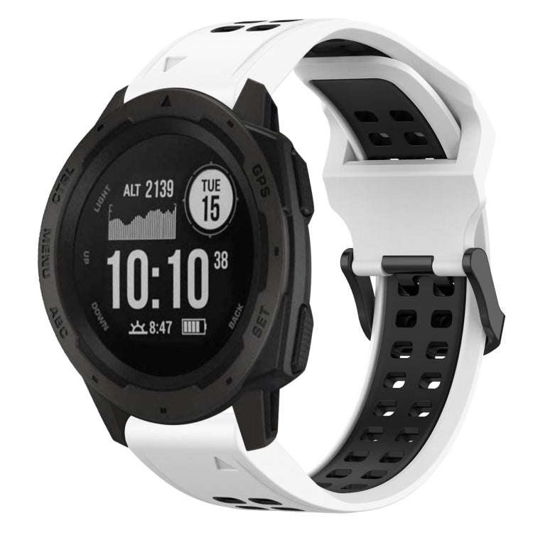 For Garmin Instinct Two Color Reverse Buckle 22mm Silicone Watch Band(White+Black)