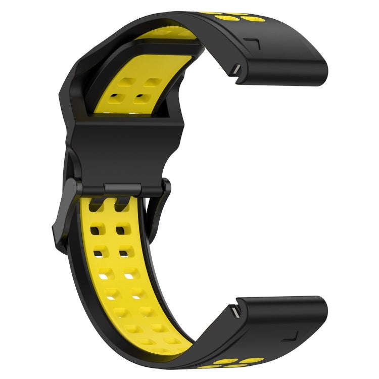 For Garmin Instinct Two Color Reverse Buckle 22mm Silicone Watch Band(Black+Yellow)