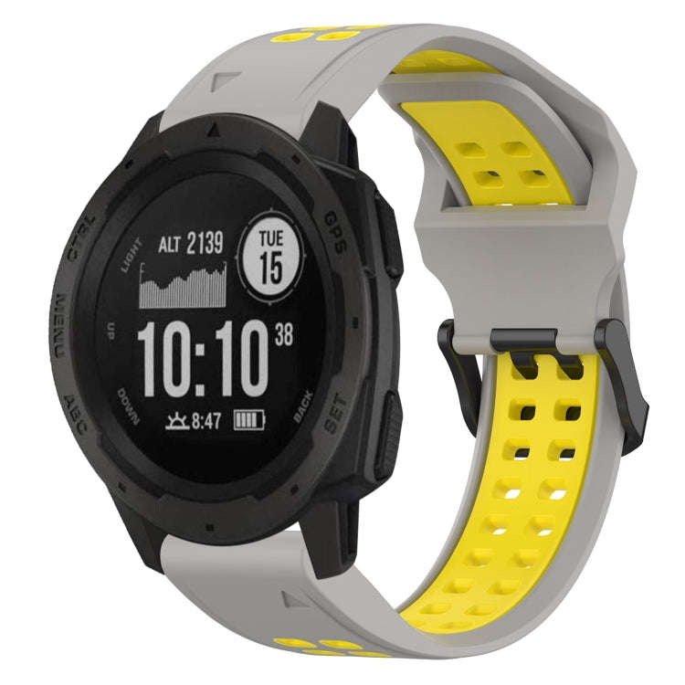 For Garmin Instinct Two Color Reverse Buckle 22mm Silicone Watch Band(Grey+Yellow)