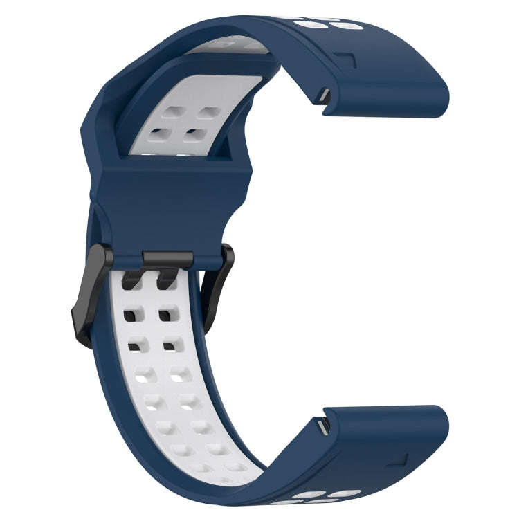 For Garmin Instinct Two Color Reverse Buckle 22mm Silicone Watch Band(Blue+White)