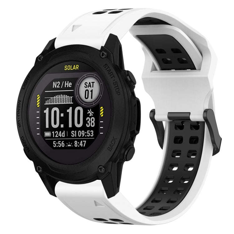 For Garmin Descent G1 Two Color Reverse Buckle 22mm Silicone Watch Band(White+Black)
