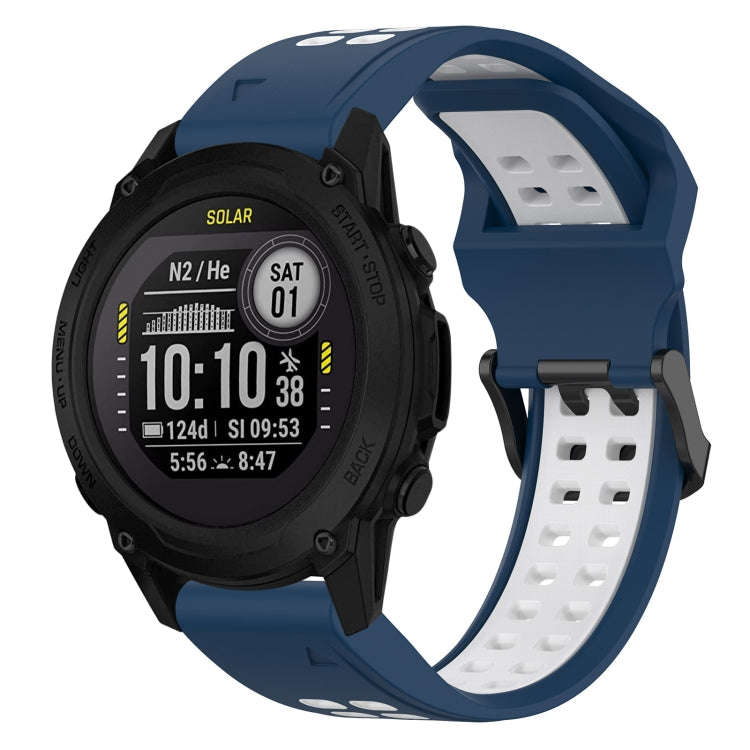 For Garmin Descent G1 Two Color Reverse Buckle 22mm Silicone Watch Band(Blue+White)